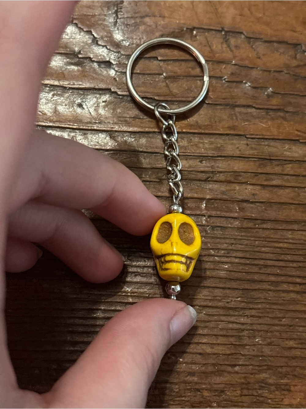 Yellow Skull Bead Keychain for Kids Accessories